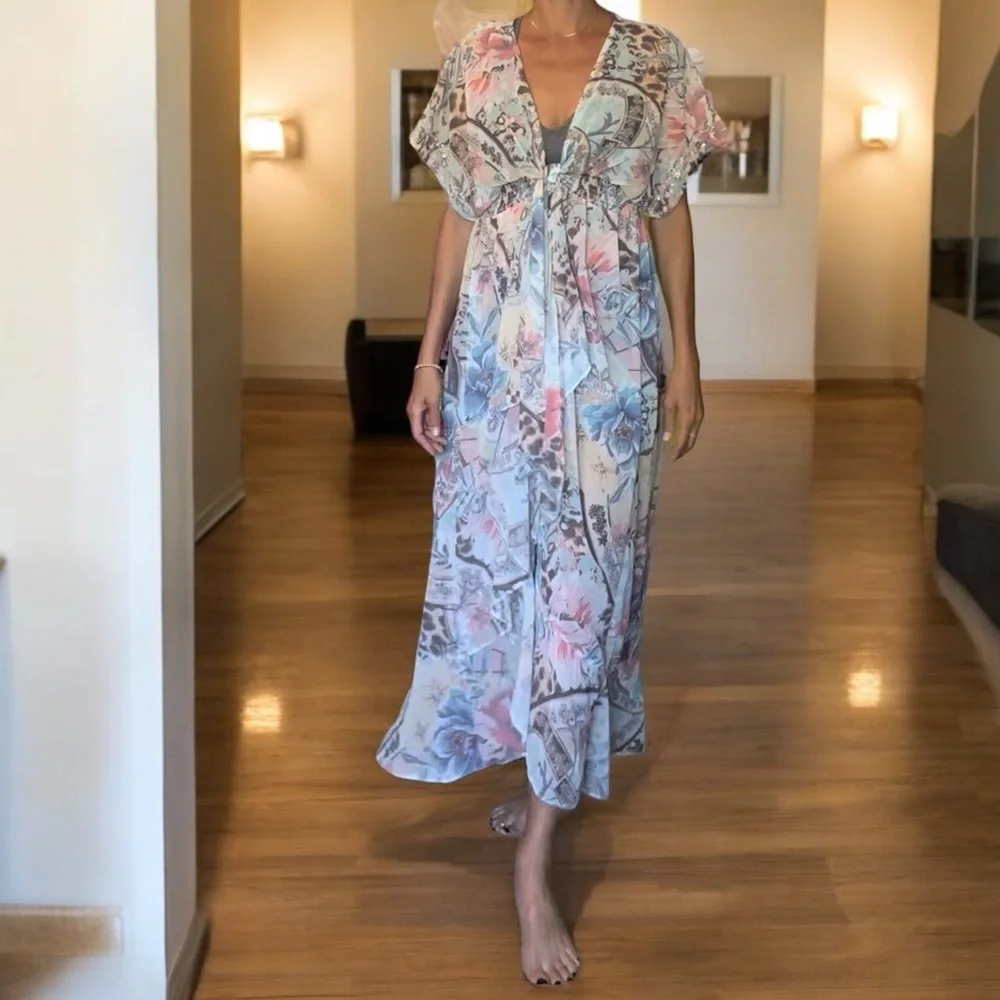 Venus Embellished Floral & Paisley Print Maxi Top NWT - Picture 3 of 12